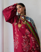 Unstitched 3-PC Embroidered Cotton Silk Dupatta By Jugnu | Kunar